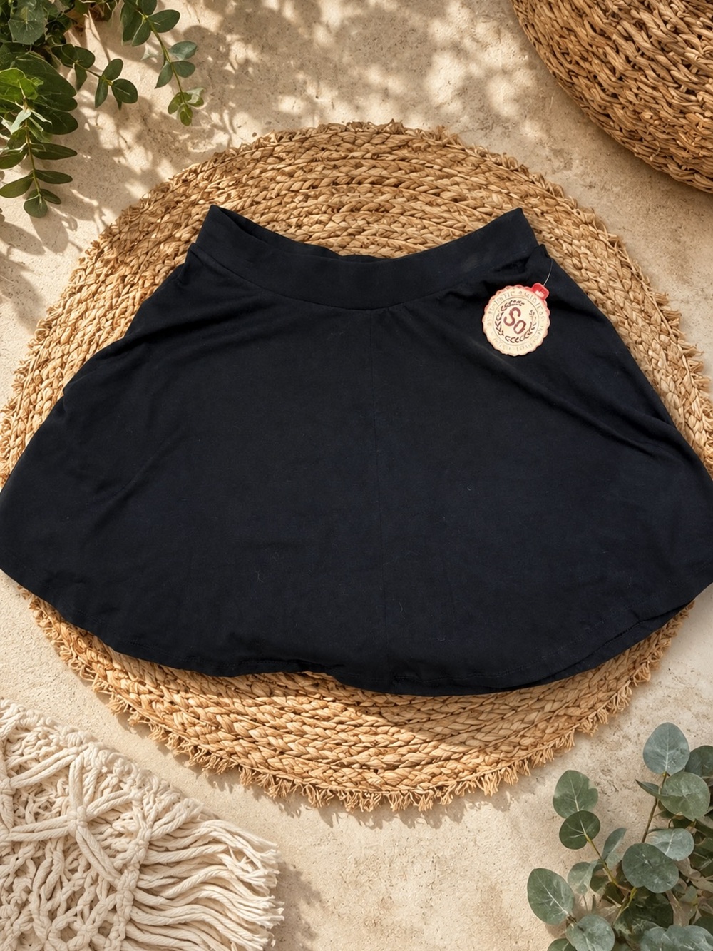 American Heritage Black Circle Skater Skirt Size Large NWT